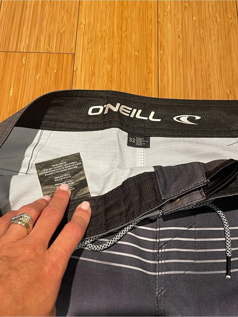 O'Neill Black, Gray, White Gradient Stripe Board Shorts
